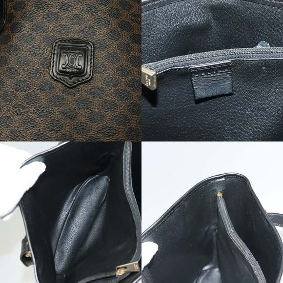 CELINE Macadam Canvas Tote Bag Pvc Leather Black Gold - Picture 11 of 13